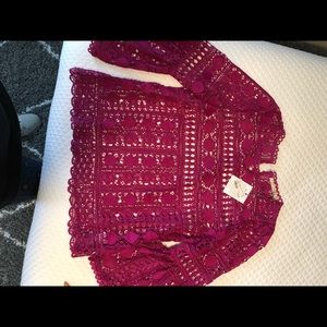 Ellison  crochet size large hot pink blouse